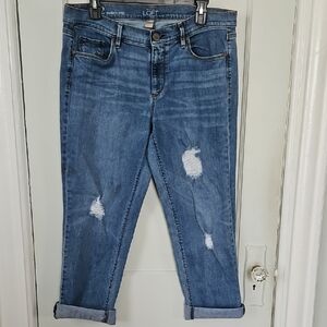 LOFT Women's Cropped Distressed Jeans - 12